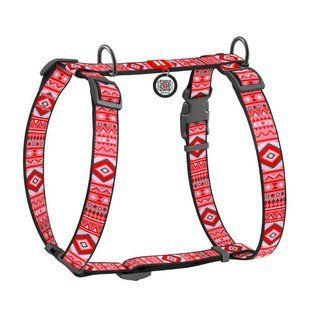 Collar (Коллар) WAUDOG Nylon - Анатомічна H-подібна шлея для собак з малюнком "Етно червоний" і QR паспортом L/50-90х60-100 см