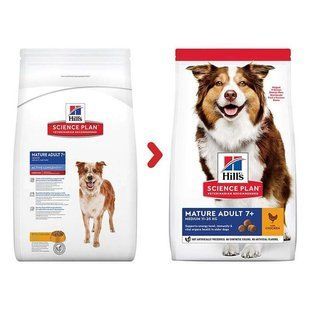 Hill's (Хиллс) Science Plan Mature Adult 7+ Medium with Chicken - Сухой корм для с курицей для собак средних пород старше 7 лет 14 кг