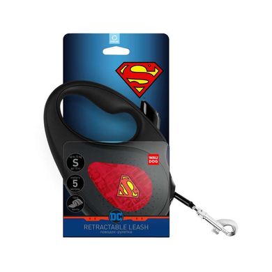 Collar (Коллар) WAUDOG Roulette Leash - Повідець-рулетка для собак з малюнком "Супермен Лого Червоний" XS Чорний