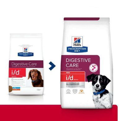 Hill's (Хиллс) Prescription Diet i/d Stress Mini (ActivBiome+) - Корм-диета с курицей и инновационной смесью пребиотических пищевых волокон для собак, помогающий справиться со стрессом, 1 кг