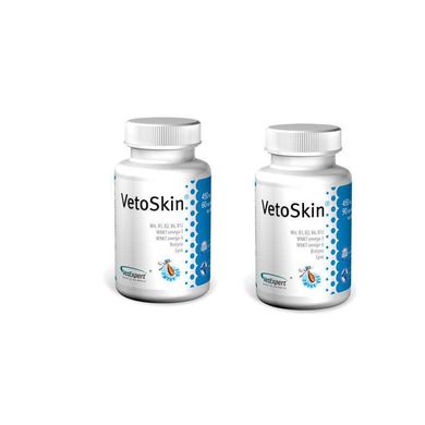 VetExpert (ВетЕксперт) VetoSkin - Харчова добавка для здоров'я шкіри і шерсті котів та собак 60 шт./уп.