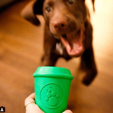 SodaPup (Сода Пап) Coffee Cup – Игрушка-диспенсер для лакомств из суперпрочного материала Чашка кофе для собак M Красный