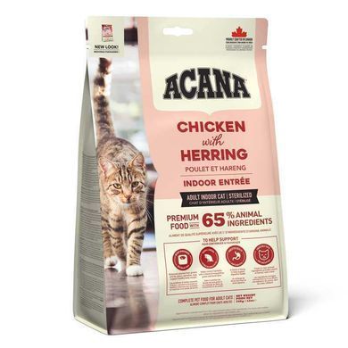 Acana (Акана) Indoor Entree &ndash; Сухой корм с курицей, кроликом и селёдкой для котов, 340 г