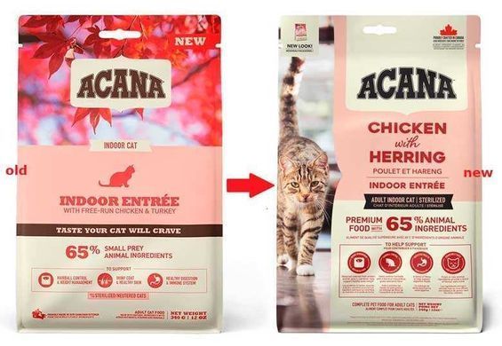 Acana (Акана) Indoor Entree &ndash; Сухой корм с курицей, кроликом и селёдкой для котов, 340 г