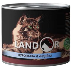 Landor (Ландор) Adult Cat Partridge&Duck - Консервований корм з куріпкою та індичкою для дорослих котів і кішок 200 г