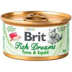 Brit (Брит) Fish Dreams Tuna & Squid - Консервы с тунцом и кальмаром для кошек 80 г