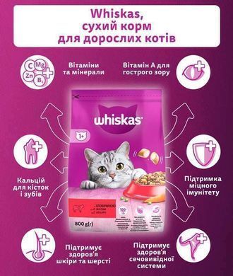 Whiskas (Вискас) - Сухой корм с говядиной для кошек, 14 кг