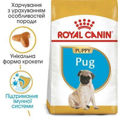 Royal Canin (Роял Канин) Pug Puppy - Сухой корм с мясом птицы для щенков породы мопс, 1,5 кг