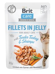 Brit Care (Брит Кеа) Fillets in Jelly Тender Turkey & Shrimps – Влажный корм с индейкой и креветками для котов (филе в желе) 85 г