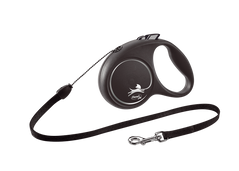 Flexi (Флексі) Black Design S - Повідець-рулетка для собак дрібних та середніх порід, трос (5 м, до 12 кг) S Срібний