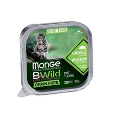 Monge (Монж) BWild Grain Free Wet Wild Boar Sterilized Cat - Консервированный беззерновой корм из мяса дикого кабана для стерилизованных кошек (паштет) 100 г