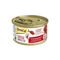 GimCat (ДжимКэт) SUPERFOOD ShinyCat Duo - Консервированный корм с тунцом и томатами для котов (кусочки в бульоне) 70 г