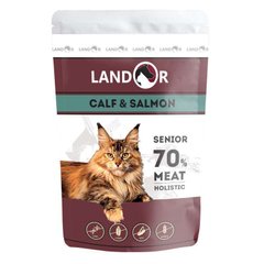 Landor (Ландор) Cat Senior Calf & Salmon - Вологий корм з телятиною і лососем для літніх котів 85 г