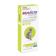 Bravecto Spot-On (Бравекто Спот-Он) by MSD Animal Health - Противопаразитарные капли от блох и клещей для кошек (1 пипетка) 1,2-2,8 кг