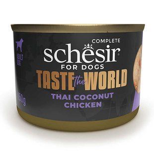Schesir (Шезир) Taste the World Chicken - Консервированный корм курица по-тайски для взрослых собак (кусочки в бульоне), 150 г