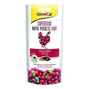 GimСat (ДжимКэт) Nutri Pockets SUPERFOOD DUO - Лакомство для кошек с клюквой и курицей 60 г