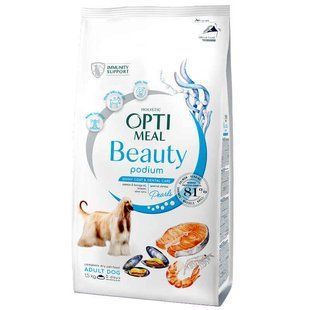 OptiMeal (ОптіМіл) Beauty Podium Adult Dog - Сухий корм з морепродуктами для дорослих собак, що сприяє підтримці здоров'я шкіри та догляду за зубами, 1,5 кг