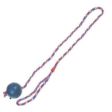Игрушка для собак мяч из литой резины на веревке - S