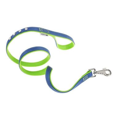 Ferplast (Ферпласт) Dual Diamonds G - Поводок нейлоновый для собак со стразами 2x120 см Сине-зелёный
