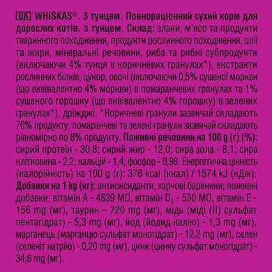 Whiskas (Вискас) - Сухой корм с тунцом для кошек, 14 кг