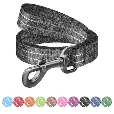 Collar (Коллар) WAUDOG Re-cotton - Поводок светоотражающий для собак из восстановленного хлопка 1,5х300 см Серый