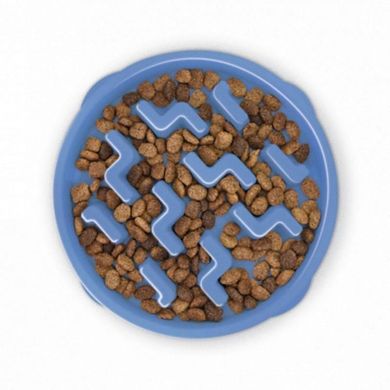 Outward Hound (Аутвард Хаунд) Fun Feeder Slo-Bowl Tetris - Неслизька миска-лабіринт Тетріс для повільного годування собак M Блакитний
