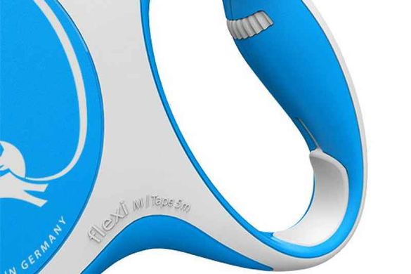 Flexi (Флексі) New Comfort М - Повідець-рулетка для собак середніх порід, трос (5 м, до 20 кг) M Блакитний / Сірий