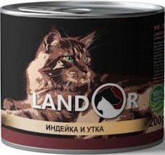 Landor (Ландор) Adult Cat Turkey&Duck - Консервований корм з качкою та індичкою для дорослих котів і кішок 200 г