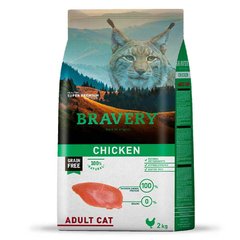 Bravery (Бравері) Chicken Adult Cat - Сухий беззерновий корм з куркою для дорослих котів 2 кг
