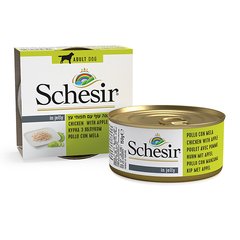 Schesir (Шезир) Chicken & Аpple - Консервированный корм с курицей и яблоком для взрослых собак (кусочки в желе) 150 г