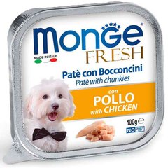 Monge (Монж) Dog Fresh Chicken – Консервований корм із куркою для собак (шматочки в паштеті) 100 г