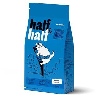 Half&Half (Халф энд Халф) - Сухой корм с говядиной для взрослых собак больших пород, 12 кг