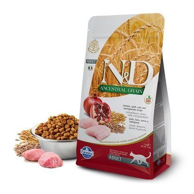 Farmina (Фармина) N&D Low Grain Cat Chicken & Pomegranate Adult - Низкозерновой сухой корм с курицей и гранатом для взрослых котов, 1,5 кг + Gift!