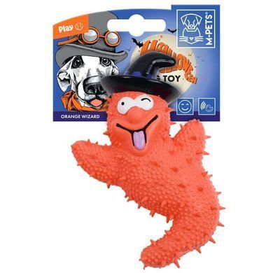 M-Pets (М-Петс) Halloween Orange Wizard - Іграшка Чарівник на Хелловін для собак, Помаранчевий, 10х4х15 см