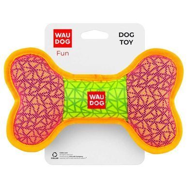 Collar (Коллар) WAUDOG Fun - Іграшка Кістка з пищалкою для собак, Рожевий, 20х12 см