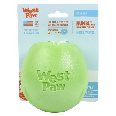 West Paw (Вест Пау) Zogoflex Echo Rumbl &ndash; Игрушка для лакомств для собак, Зеленый, &oslash; 8 см