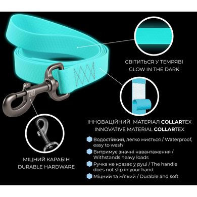 Collar (Коллар) WAUDOG Waterproof - Светящийся водостойкий поводок для собак 1,5х122 см Ментоловый