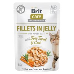 Brit Care (Бріт Кеа) Fillets in Jelly Fine Trout & Cod - Вологий корм з тріскою і фореллю для котів (філе в желе) 85 г