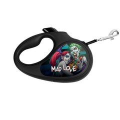 Collar (Коллар) WAUDOG Roulette Leash - Поводок-рулетка для собак с рисунком "Сумасшедшая любовь" XS Черный