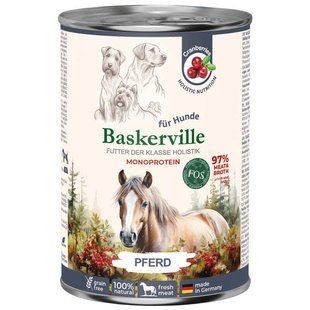 Baskerville (Баскервіль) FOS Monoprotein - Монопреїновий консервований корм з м'ясом конини та журавлини для собак, 800 г