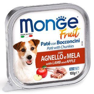 Monge (Монж) DOG FRUIT - Нежный паштет с ягненком и яблоком для собак 100 г
