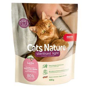 Mera (Мера) Cats Nature Sterilised Light Salmon (Lachs) &ndash; Сухой корм с лососем для стерилизованных и кастрированных кошек, 400 г
