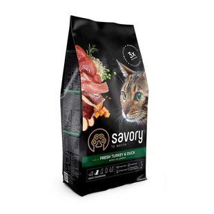 Savory (Cейворi) Fresh Turkey & Duck - Сухий корм зі свіжою індичкою і качкою для дорослих вибагливих котів, 2 кг