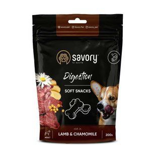 Savory (Cейвори) Soft Snacks Digestion Lamb & Chamomile - Мягкие лакомства с ягненком и ромашкой для улучшения пищеварения у собак, 200 г