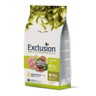 Exclusion (Эксклюжн) Noble Grain Adult Chicken Medium Breed &ndash; Монопротеиновый корм с курицей для взрослых собак средних пород, 12 кг