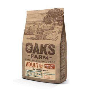 Oak's Farm (Оакс Фарм) Grain Free Salmon with Krill Adult All Breed Dogs - Сухий беззерновий корм з лососем та крилем для дорослих собак усіх порід 2 кг