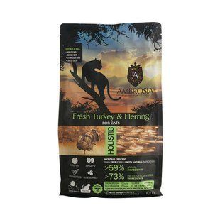 Ambrosia (Амброзия) Grain Free Sterilized Cat Fresh Turkey & Herring - Сухой беззерновой корм со свежей индейкой и сельдью для стерилизованных кошек, 1,5 кг