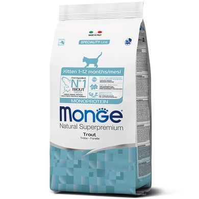 Monge (Монж) Cat Monoprotein Kitten - Сухой корм с форелью для котят, 400 г