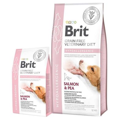 Brit GF Veterinary Diet (Брит Ветеринари Диет) Dog Hypoallergenic - Беззерновая диета при пищевой аллергии с лососем, горохом и гречкой для собак 2 кг