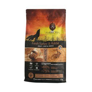 Ambrosia (Амброзия) Grain Free Dog Adult Sensitive Fresh Turkey & Rabbit - Сухой беззерновой корм со свежей индейкой и кроликом для взрослых собак, 2 кг